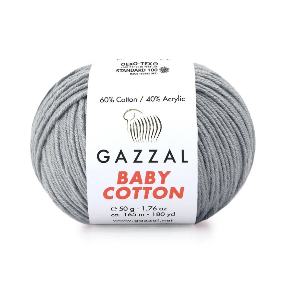 Пряжа Baby cotton 3430 Серый Gazzal 