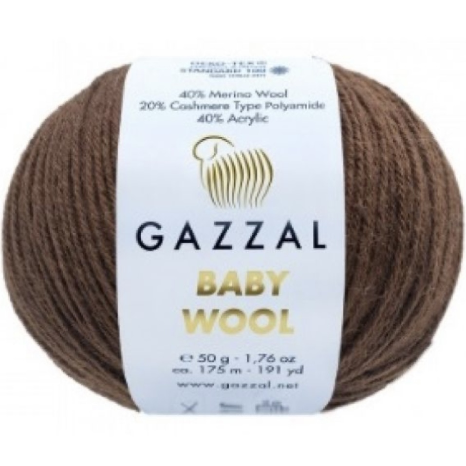 Пряжа Baby Wool 807 Коричневый Gazzal 