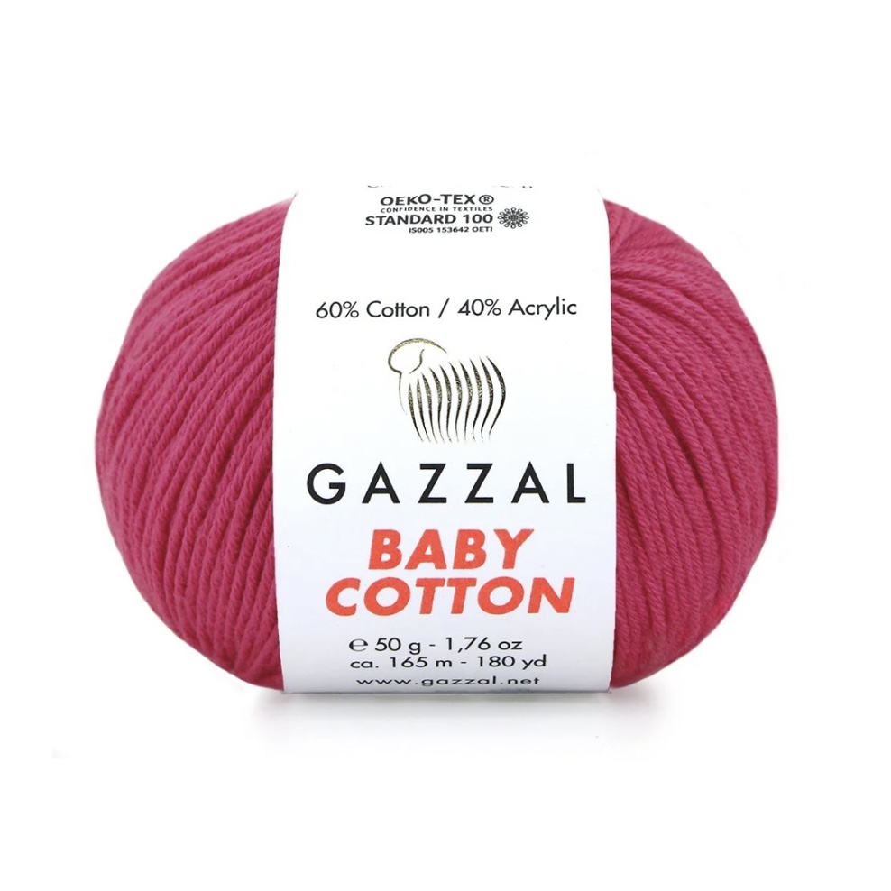 Пряжа Baby cotton 3415 Алый Gazzal 