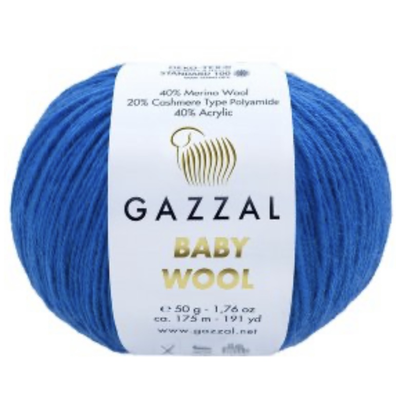 Пряжа Baby Wool 830 Ярко синий Gazzal 