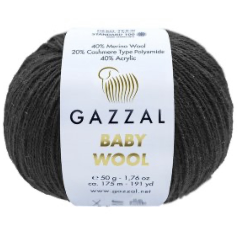 Пряжа Baby Wool 803 Черный Gazzal 