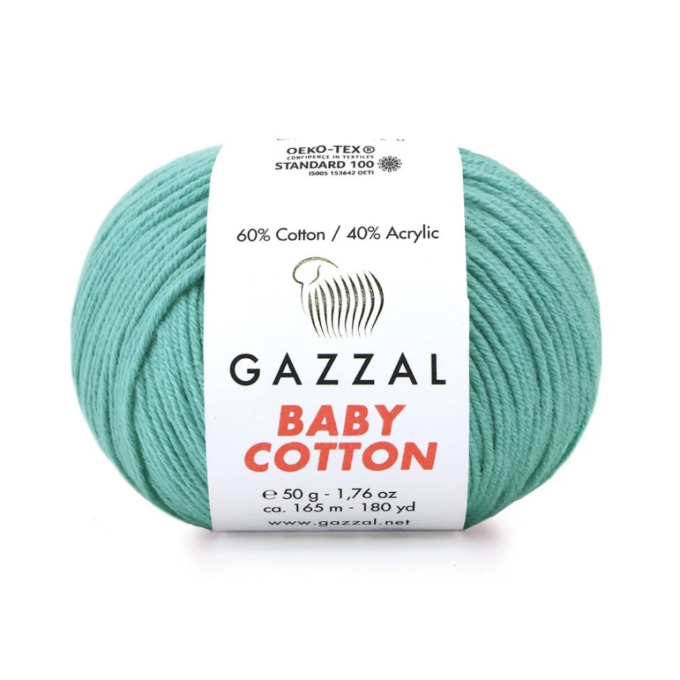 Пряжа Baby cotton 3426 Бирюза Gazzal 