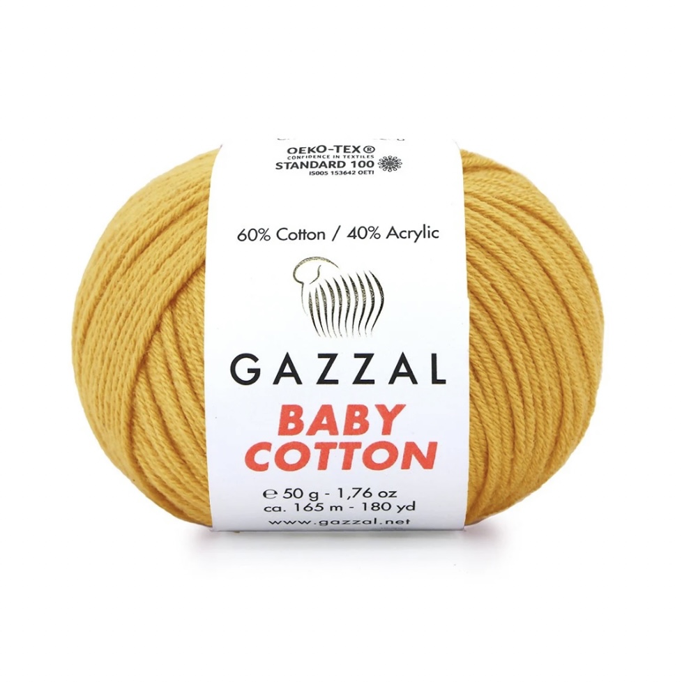 Пряжа Baby cotton 3447 Горчица Gazzal 