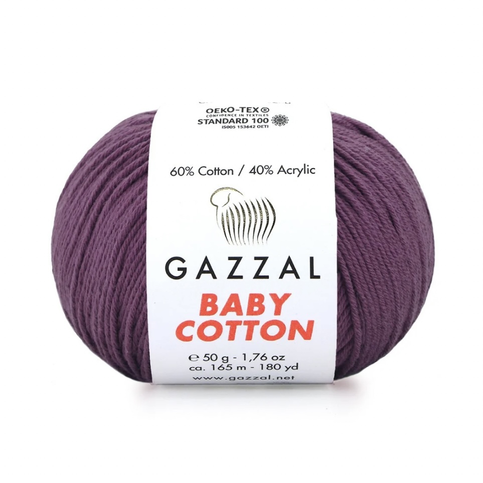 Пряжа Baby cotton 3440 Фиолетовый Gazzal 