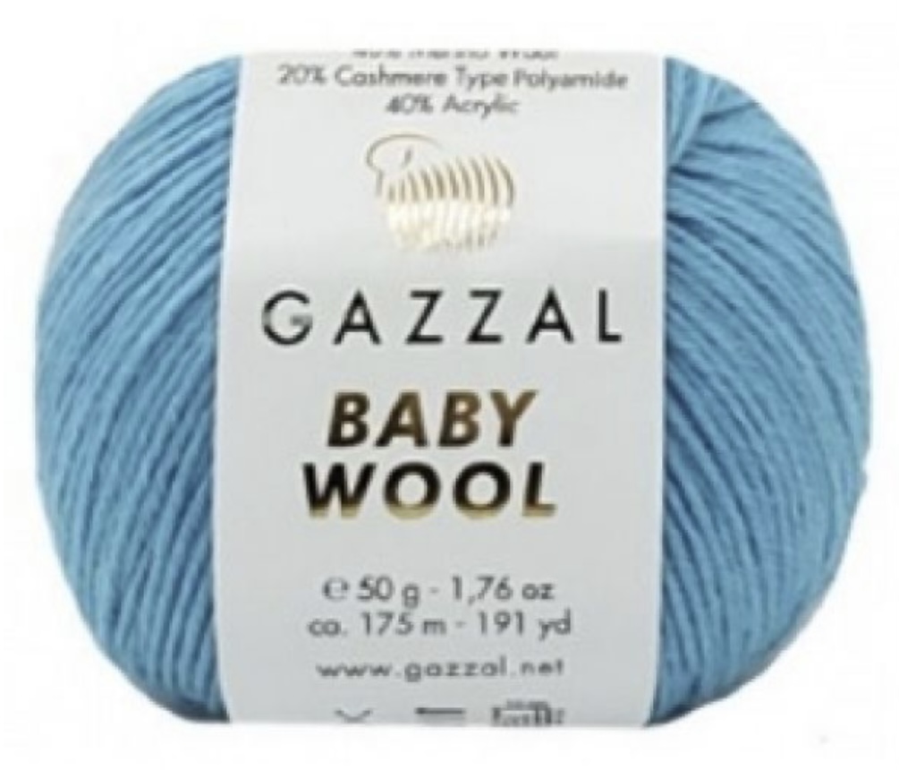Пряжа Baby Wool 820 Голубая бирюза Gazzal 
