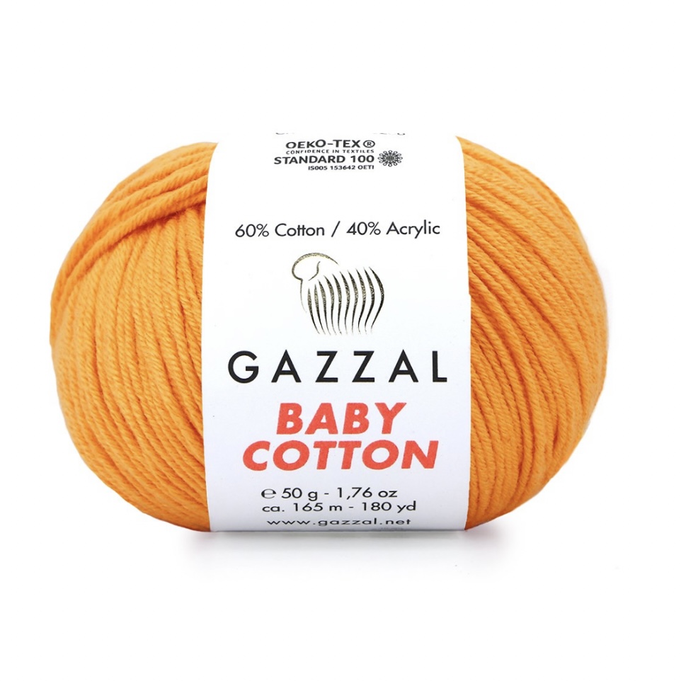 Пряжа Baby cotton 3416 Оранжевый Gazzal 