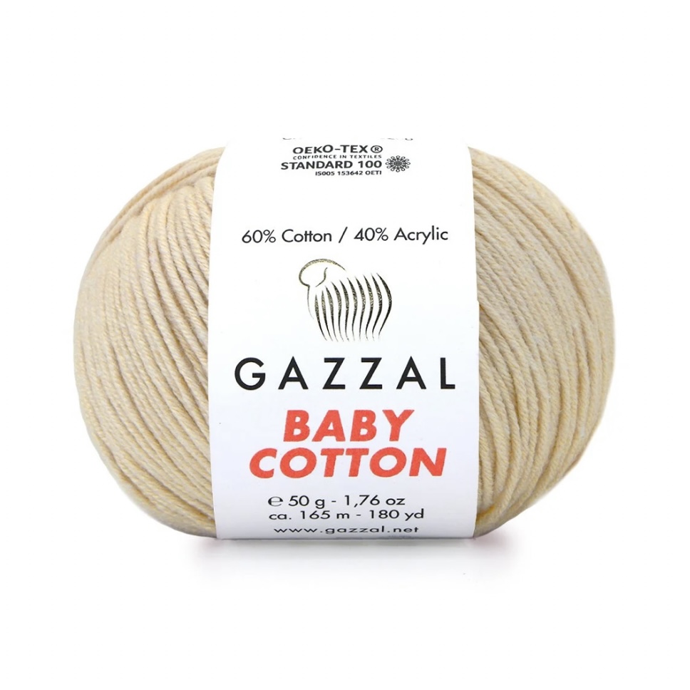 Пряжа Baby cotton 3445 Кремовый Gazzal 