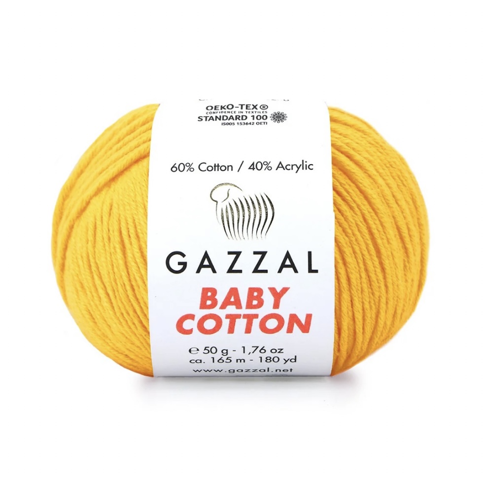 Пряжа Baby cotton 3417 Желтый Gazzal 