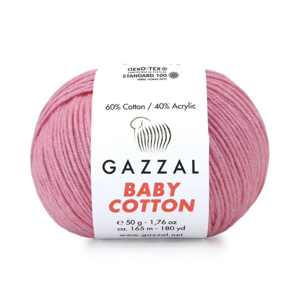 Пряжа Baby cotton 3468 Розовый (барби) Gazzal 