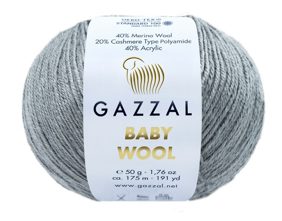 Пряжа Baby Wool 818 Темно серый Gazzal 